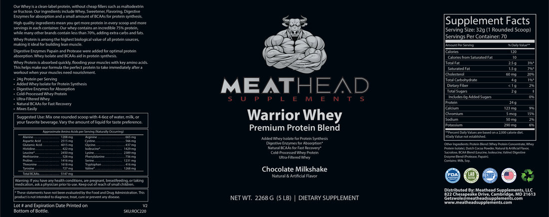 Warrior Whey Protein (Chocolate Milkshake) 5lb