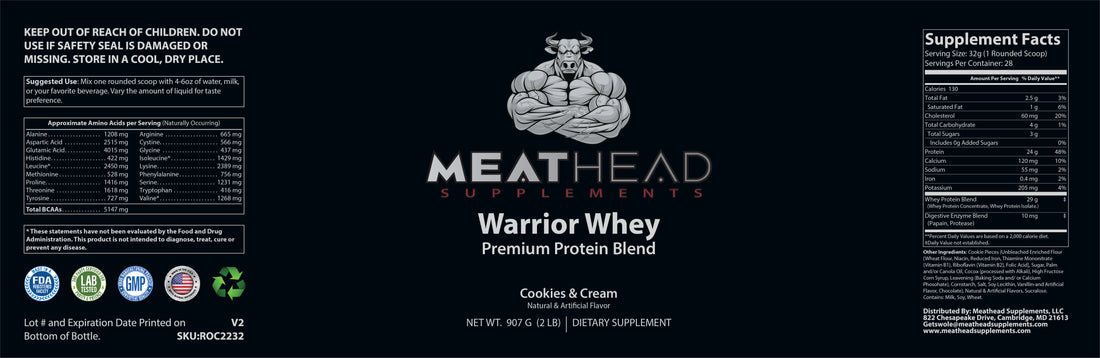 Warrior Whey Protein (Cookies and Cream) 2lb