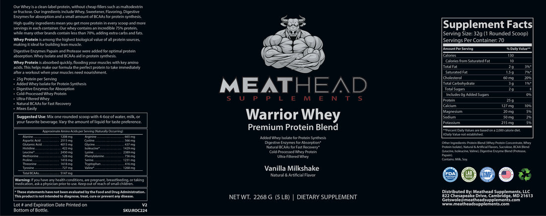 Warrior Whey Protein (Vanilla Milkshake) 5lb