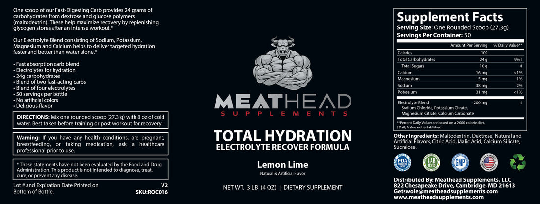 Total Hydration, Electrolyte Recover Formula (Lemon Lime)