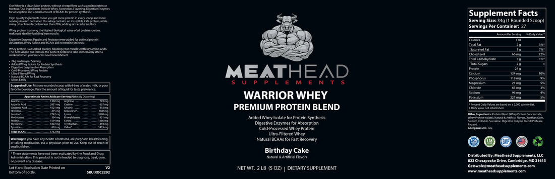 Warrior Whey Protein (Birthday Cake) 2lb