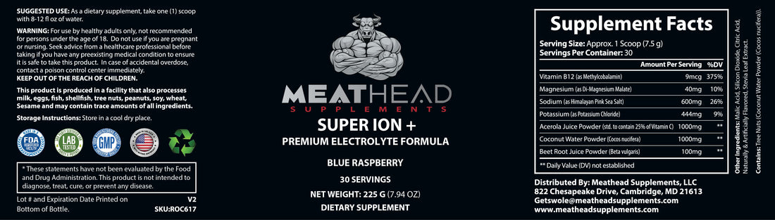 Super ION+, Premium Electrolyte Formula (Blue Raspberry)
