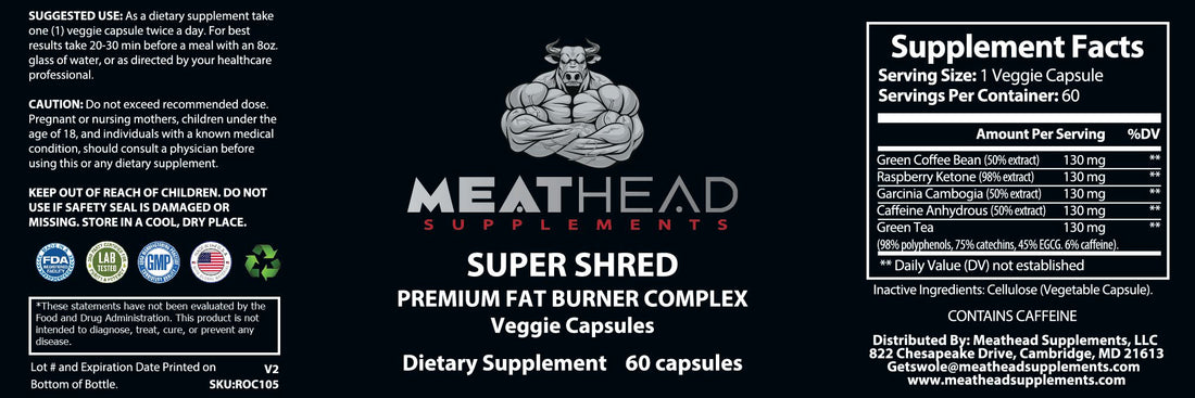 Super Shred, Premium Fat Burner & Wellness Complex, Veggie Capsules